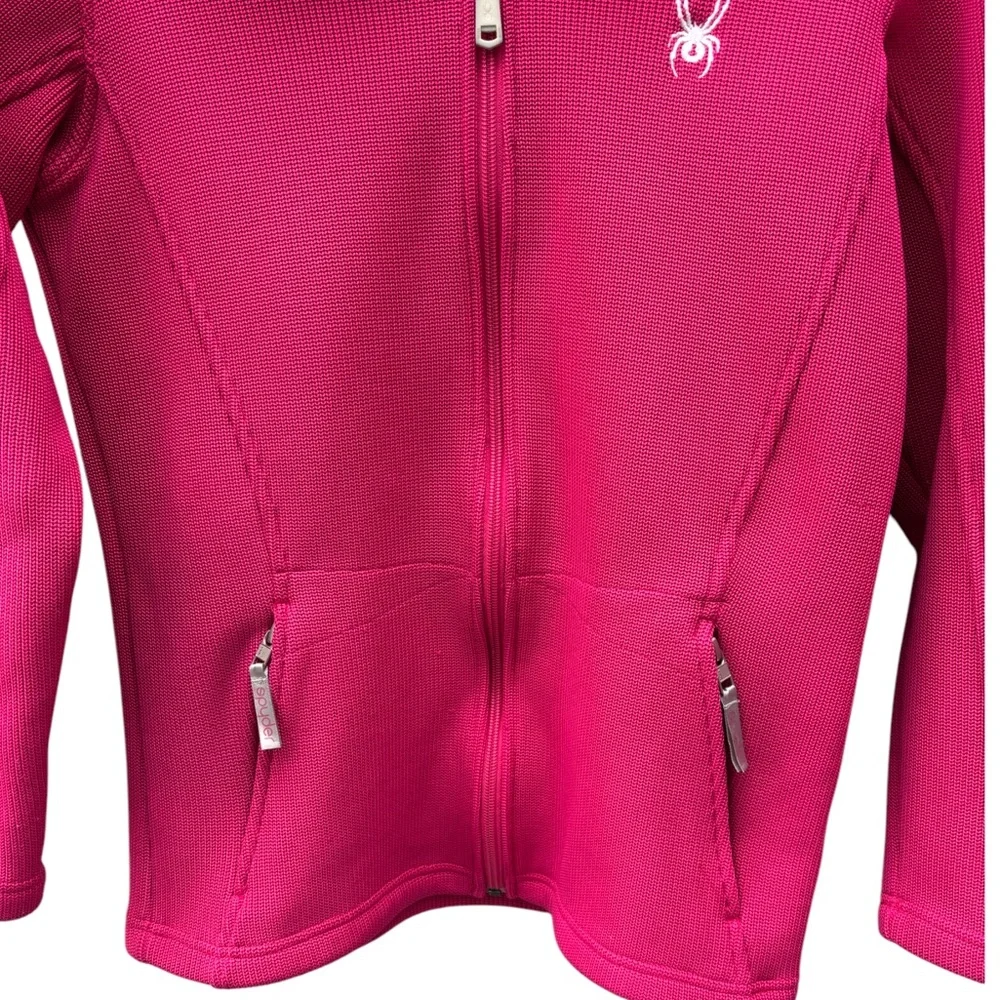 Spyder Girls XL Bright Pink Knit Endure Full Zip Fleece Lined Stryke Ski Jacket